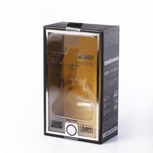 인쇄 애완 동물 창 자동차 충전기 USB 케이블 상자 럭셔리 블랙 USB 포장 상자