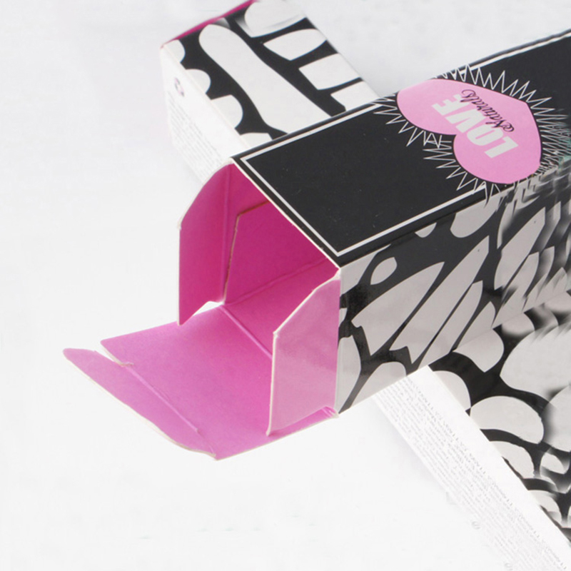 검은 색과 분홍색 아트 종이 속눈썹 상자 인쇄